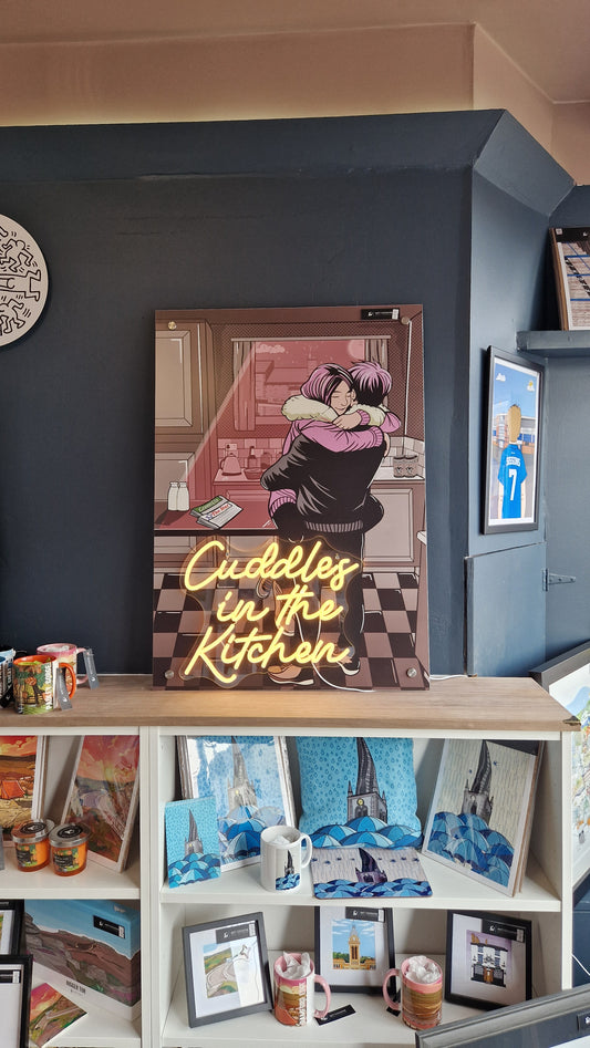 NEON CUDDLES IN THE KITCHEN - Aluminium light art