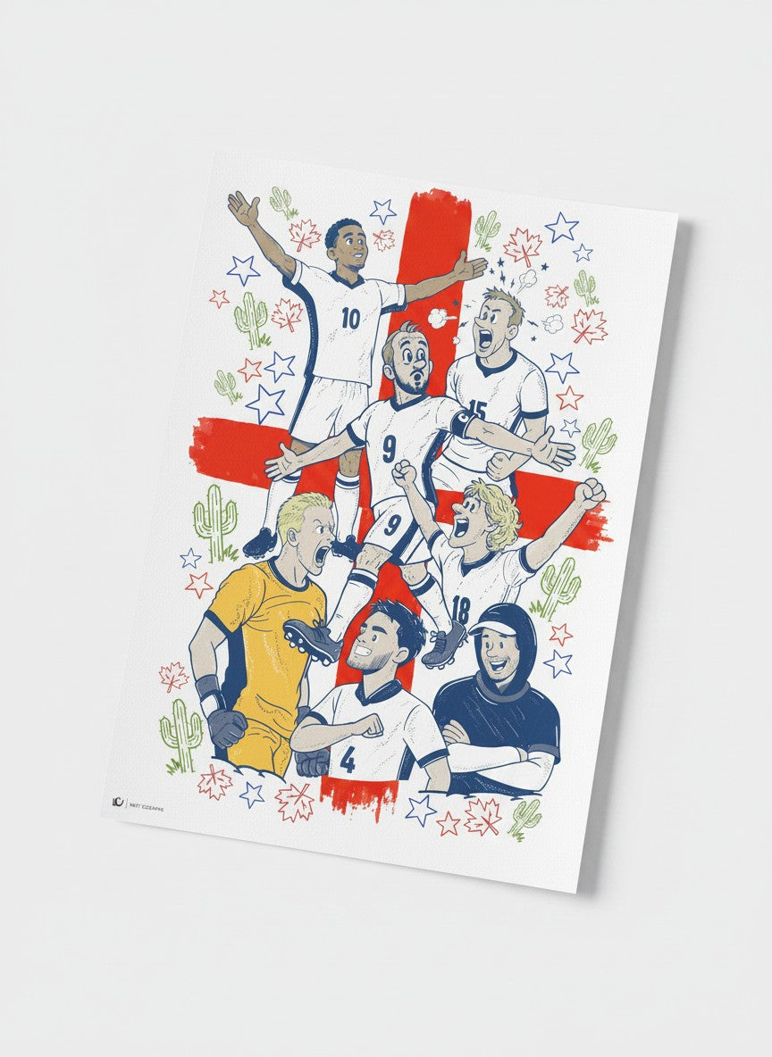 England World Cup 2026 Print – Limited Edition Football Artwork by Matt Cockayne