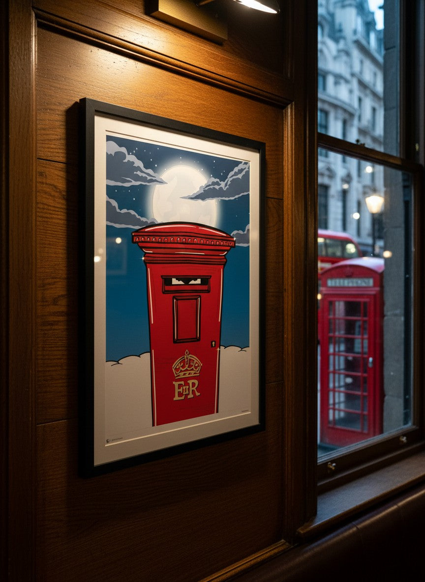 Royal Mail Print | London Wall Art | Red Post Box Poster | British Icon Print | London Street Illustration | UK Travel Art | London Gift