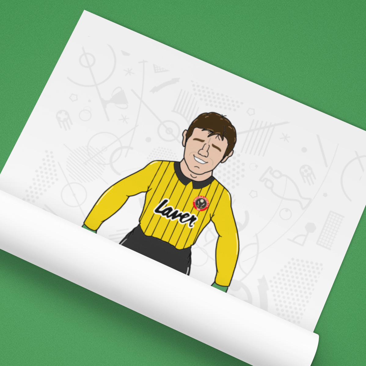 Alan Kelly – Retro Subbuteo Artwork (Sheffield United Legend Print)
