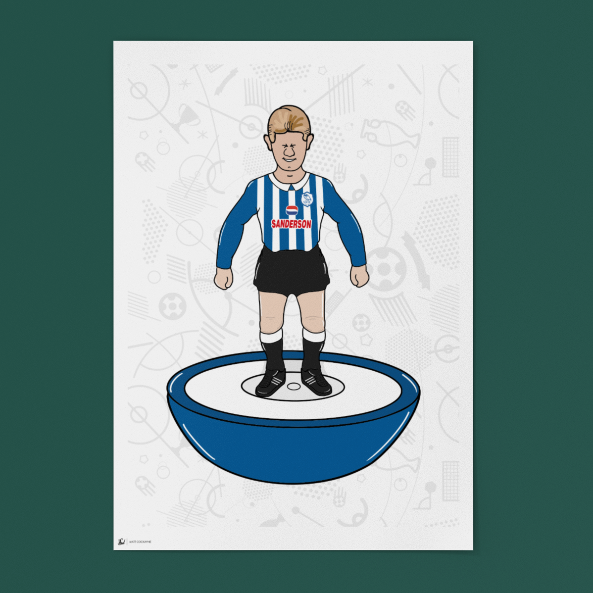Nigel Worthington Retro Subbuteo Artwork – Sheffield Wednesday Legend Print