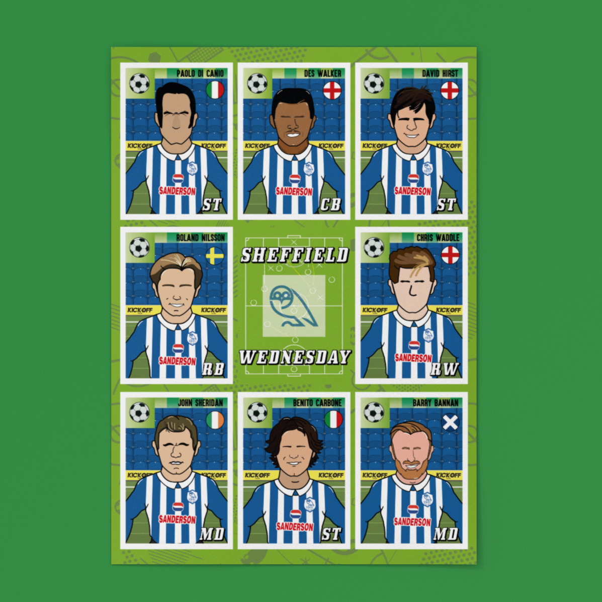 Sheffield Wednesday Panini Sticker Collection – Retro Football Artwork Set