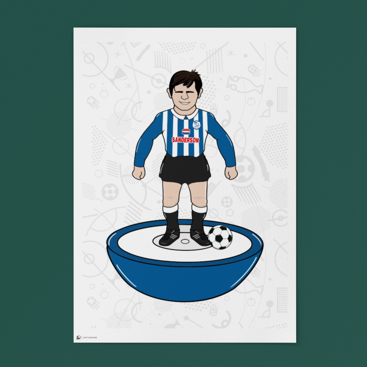 David Hirst Retro Subbuteo Artwork – Sheffield Wednesday Legend Print