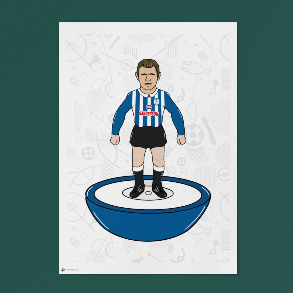John Sheridan Retro Subbuteo Artwork – Sheffield Wednesday Legend Print