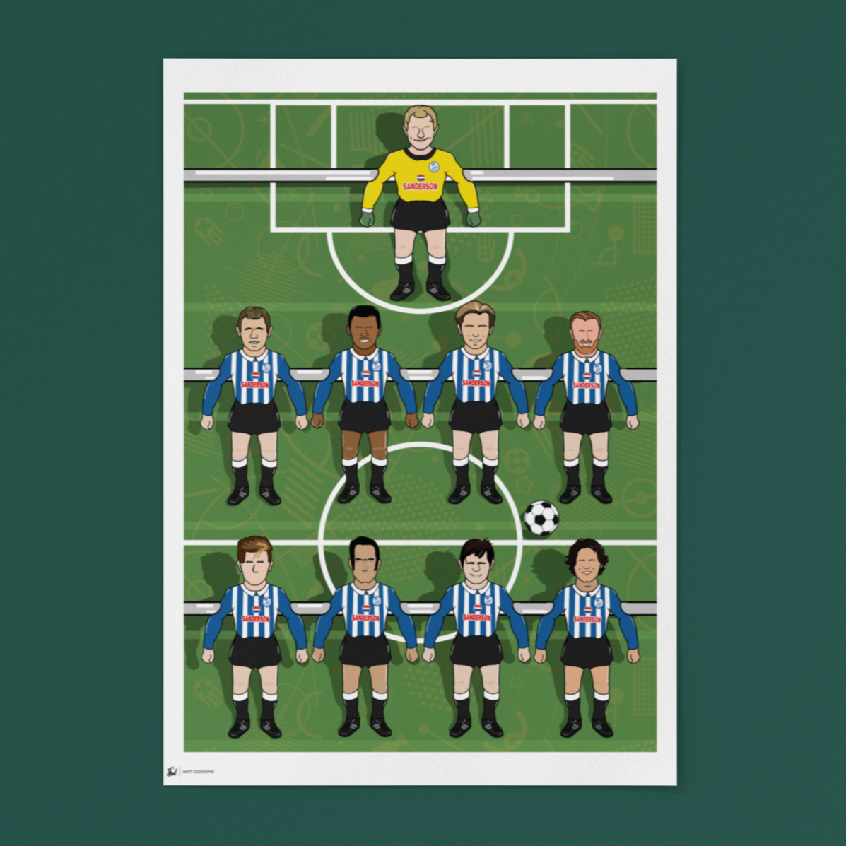 Sheffield Wednesday Retro Table Football Artwork – Featuring Club Legends