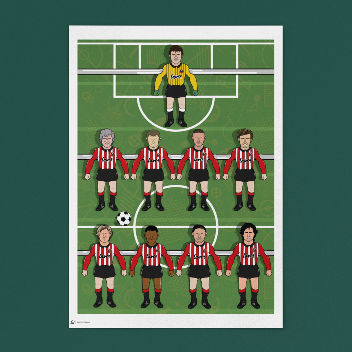 Sheffield United – Retro Table Football Artwork Featuring Club Legends
