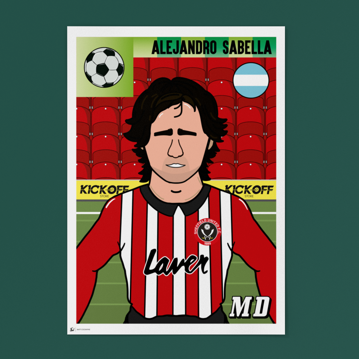 Alex Sabella – Sheffield United Panini-Style Print (Retro Collectible)
