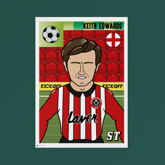 Keith Edwards – Sheffield United Panini-Style Print (Retro Collectible)
