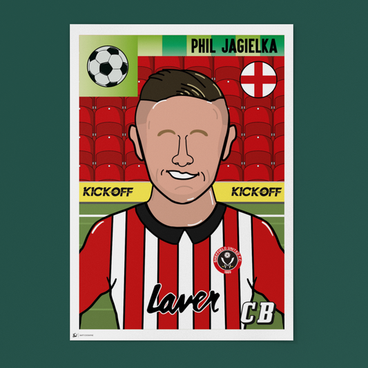 Phil Jagielka – Sheffield United Panini-Style Print (Retro Collectible)