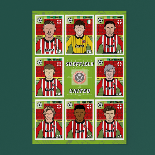 Sheffield United Panini Sticker Collection – Retro Football Artwork Set