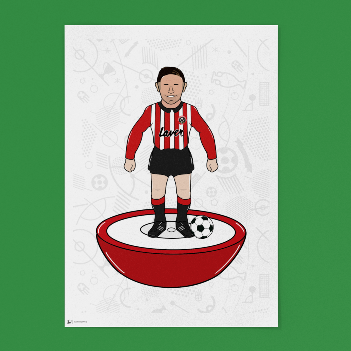 Billy Sharp – Retro Subbuteo Artwork (Sheffield United Legend Print)