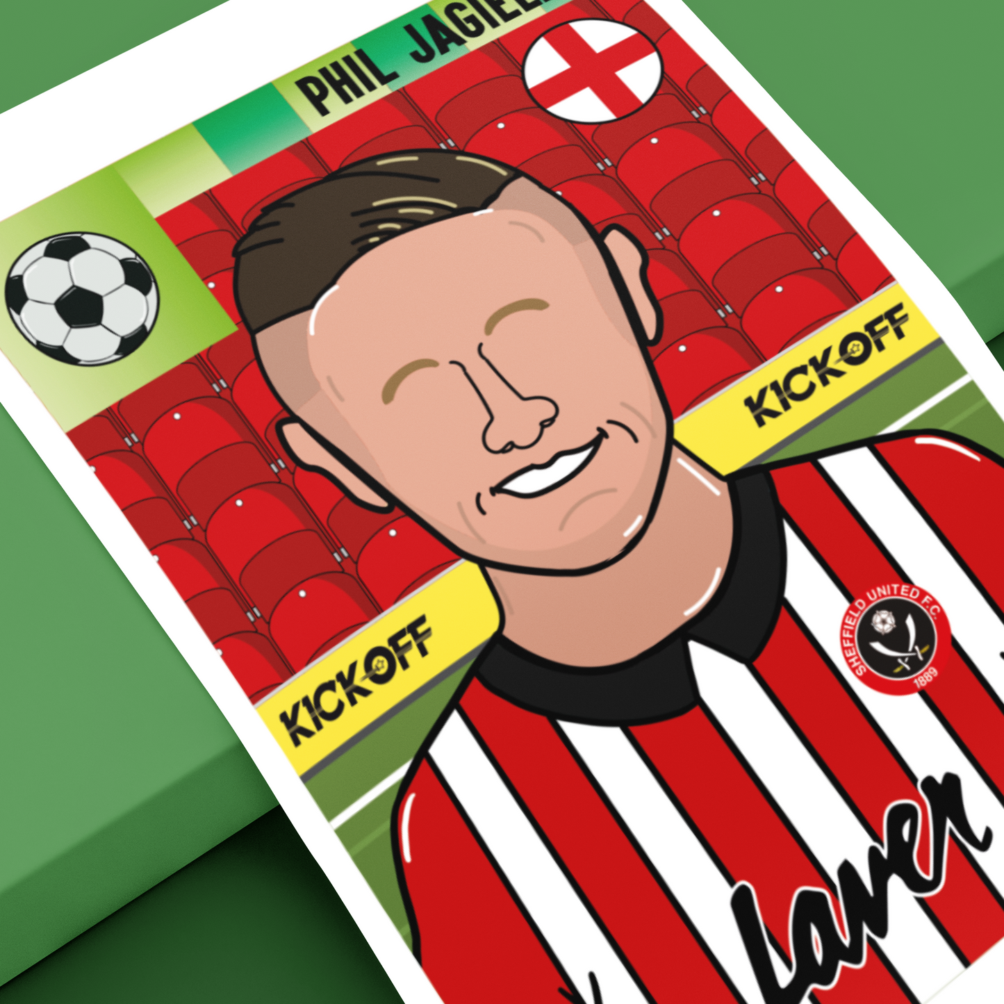 Phil Jagielka – Sheffield United Panini-Style Print (Retro Collectible)