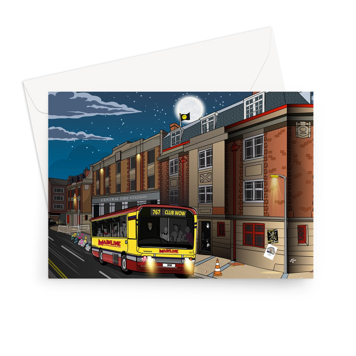 Wow Bus Greeting Card