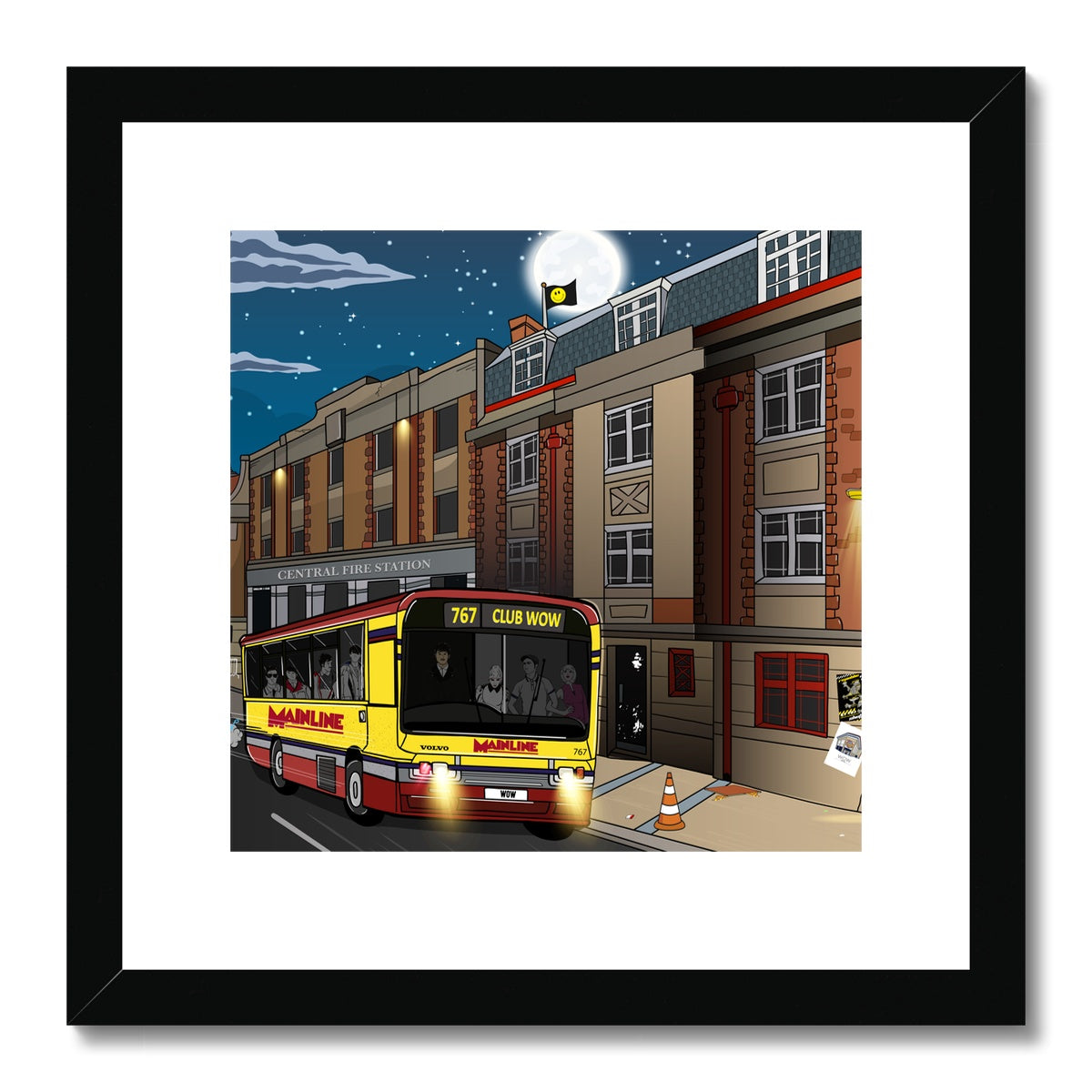 Wow Bus Framed & Mounted Print