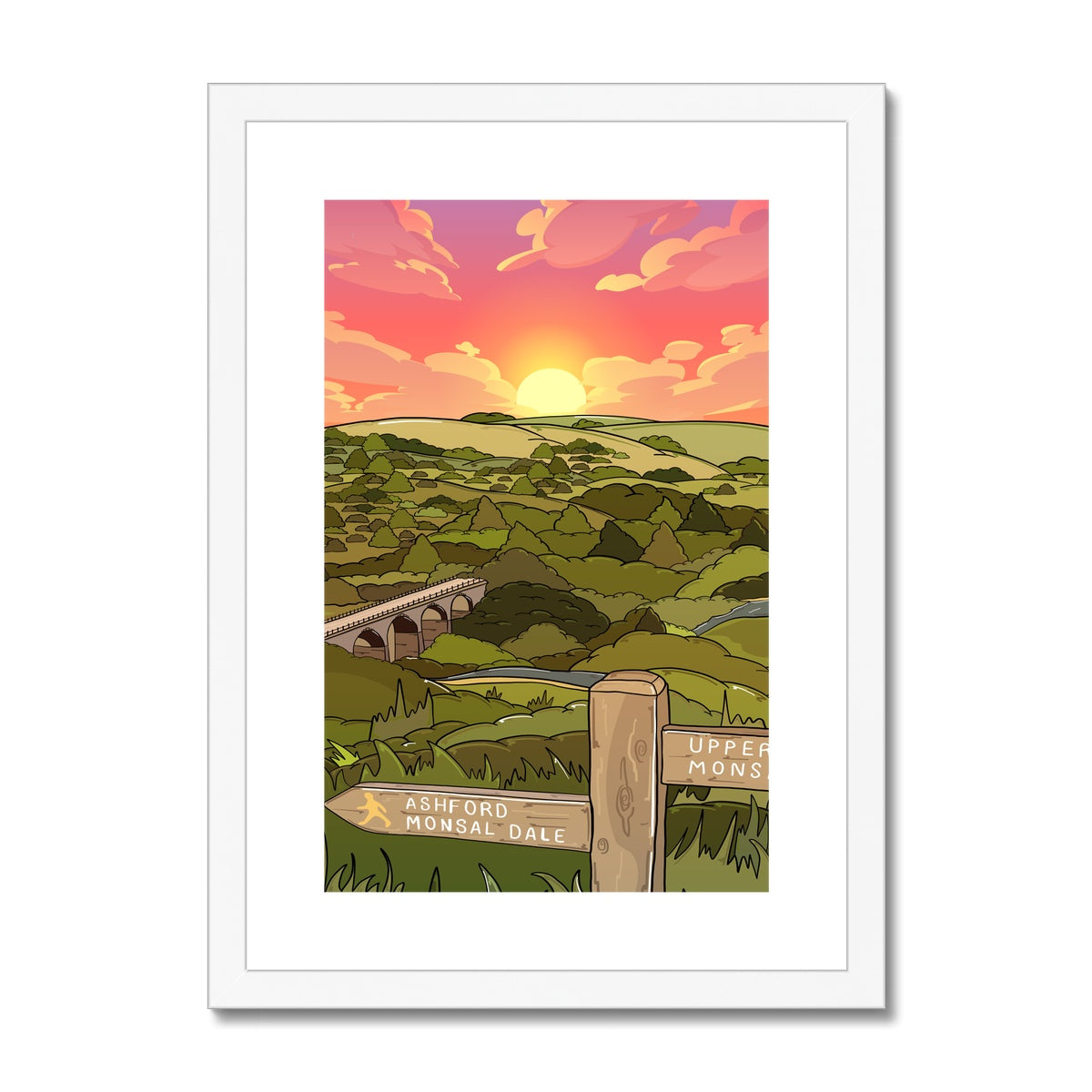 Monsal Head - Into the sunset Framed & Mounted Print