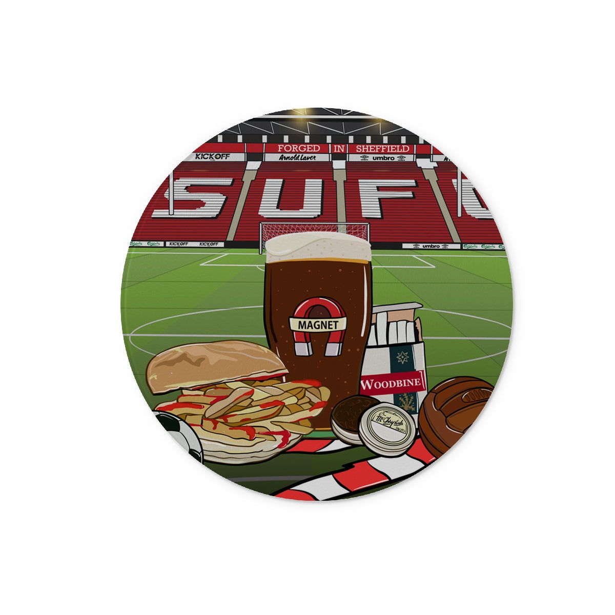 SUFC - Like a night out in Sheffield Glass Chopping Board