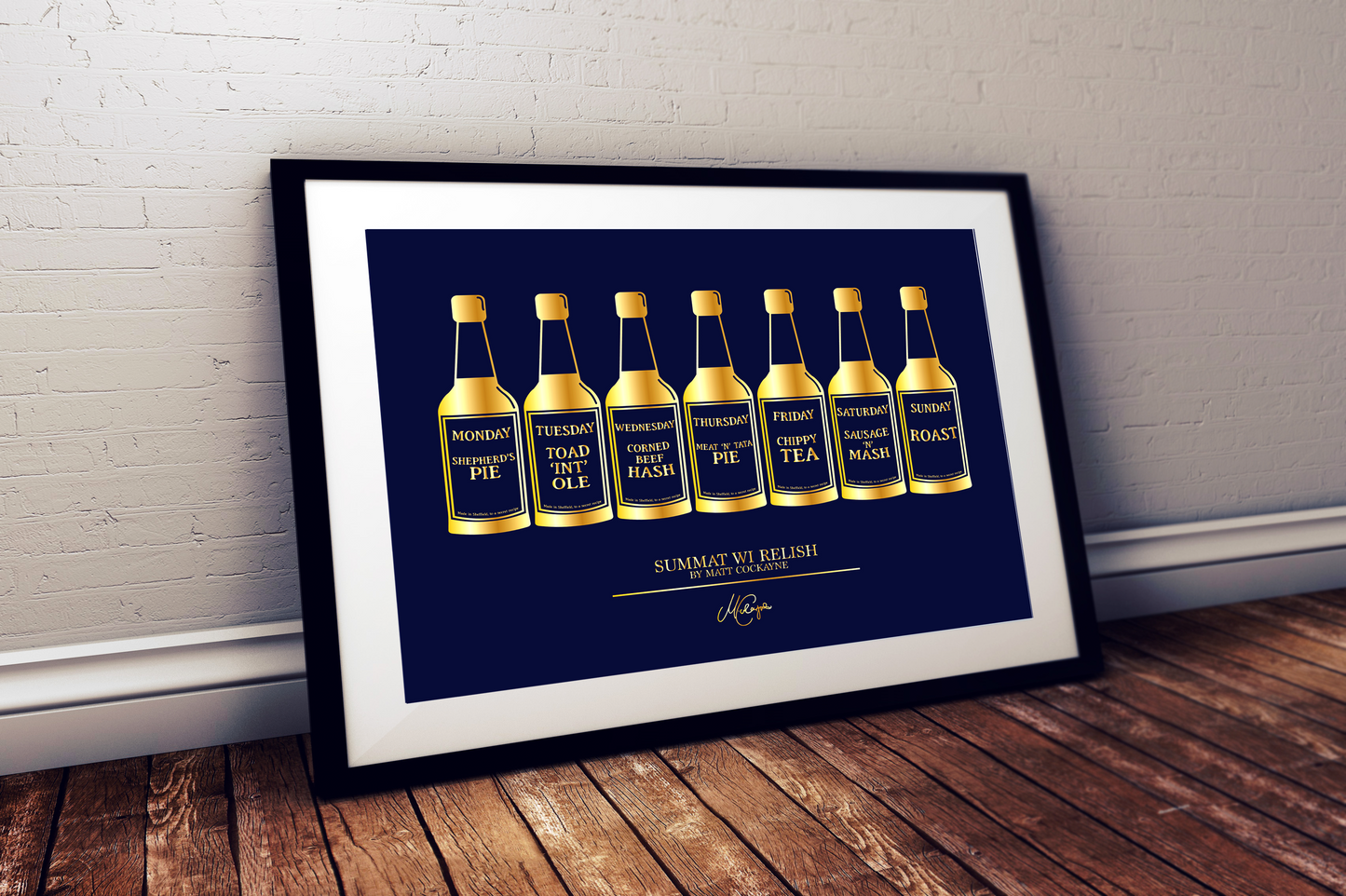GOLD FOIL BLOCKED ART A4 SET OF 3