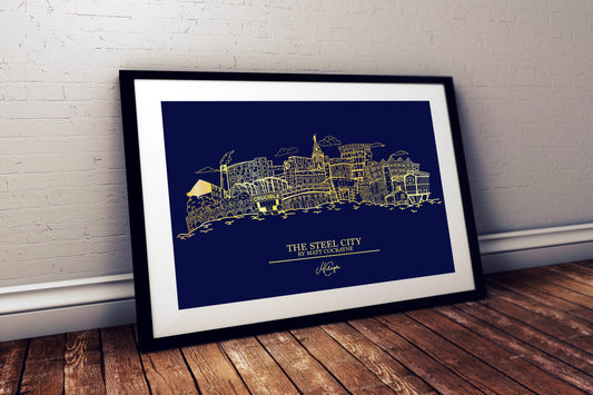 GOLD FOIL BLOCKED ART A4 SET OF 3