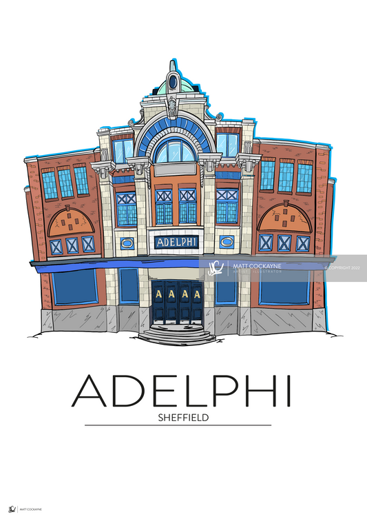 CLUBS - ADELPHI - Sheffield Prints - Wall Art - Poster - Print - Canvas - Illustration