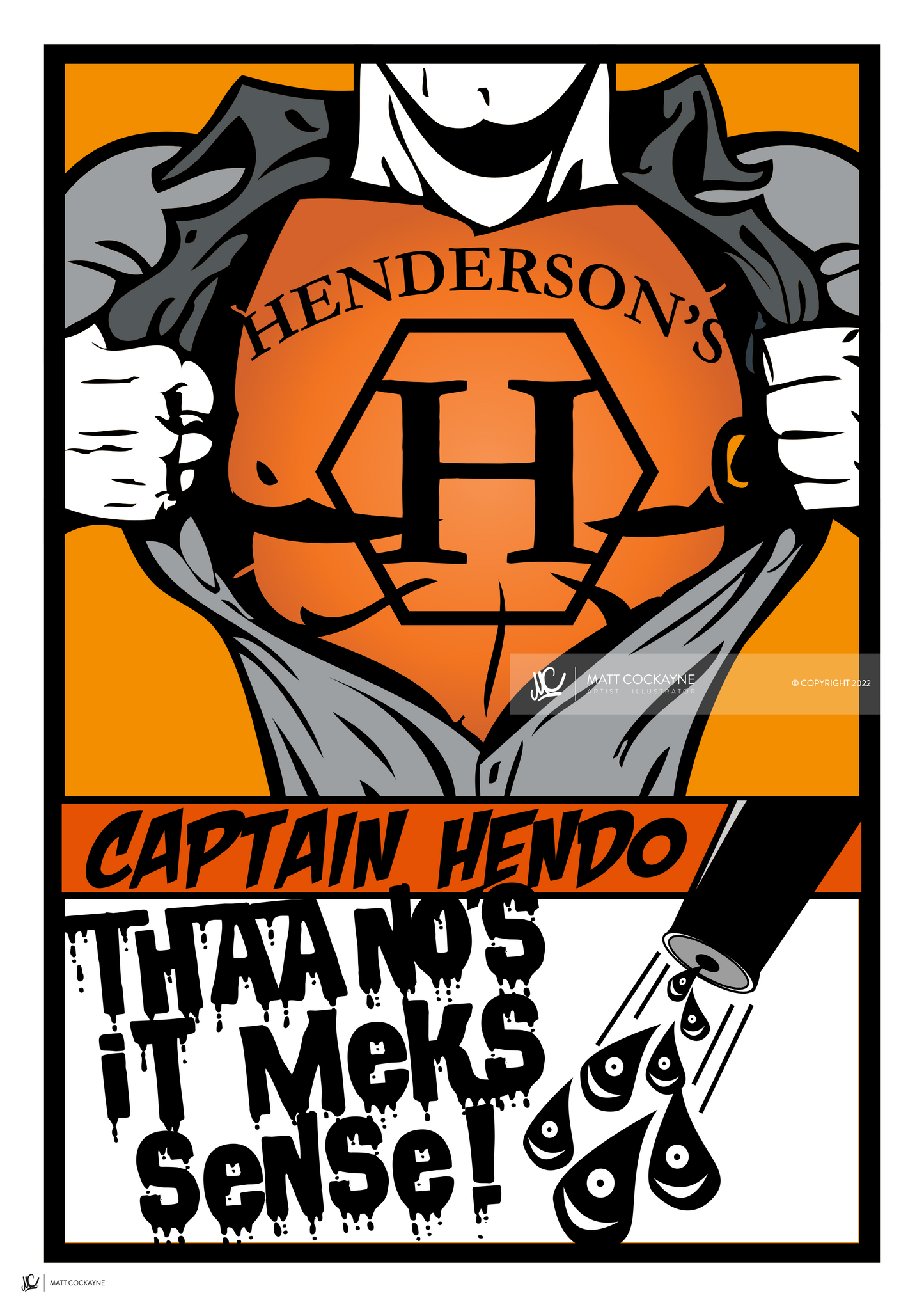 HENDOS- CAPTAIN HENDO - Sheffield Prints - Wall Art - Poster - Print - Canvas - Illustration