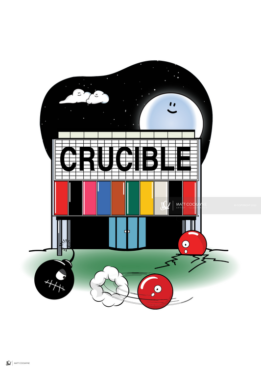 SNOOKER CITY - BLACK BALL - Sheffield Prints - Wall Art - Poster - Print - Canvas - Illustration