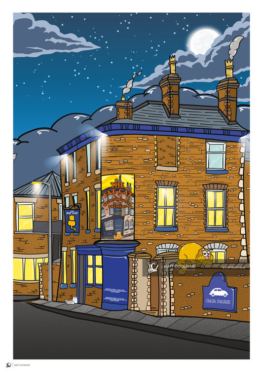 PUBS - The Fat Cat MK2 - Sheffield Prints - Wall Art - Poster - Print - Canvas - Illustration