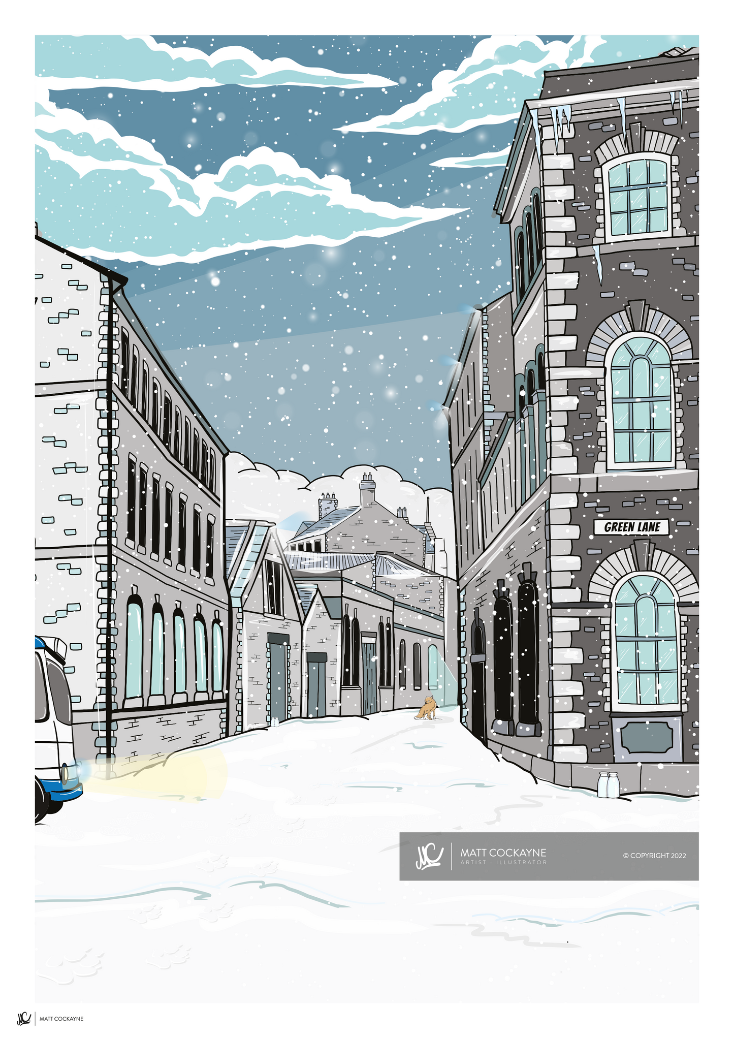 GREEN LANE - Sheffield Prints - Wall Art - Poster - Print - Canvas - Illustration