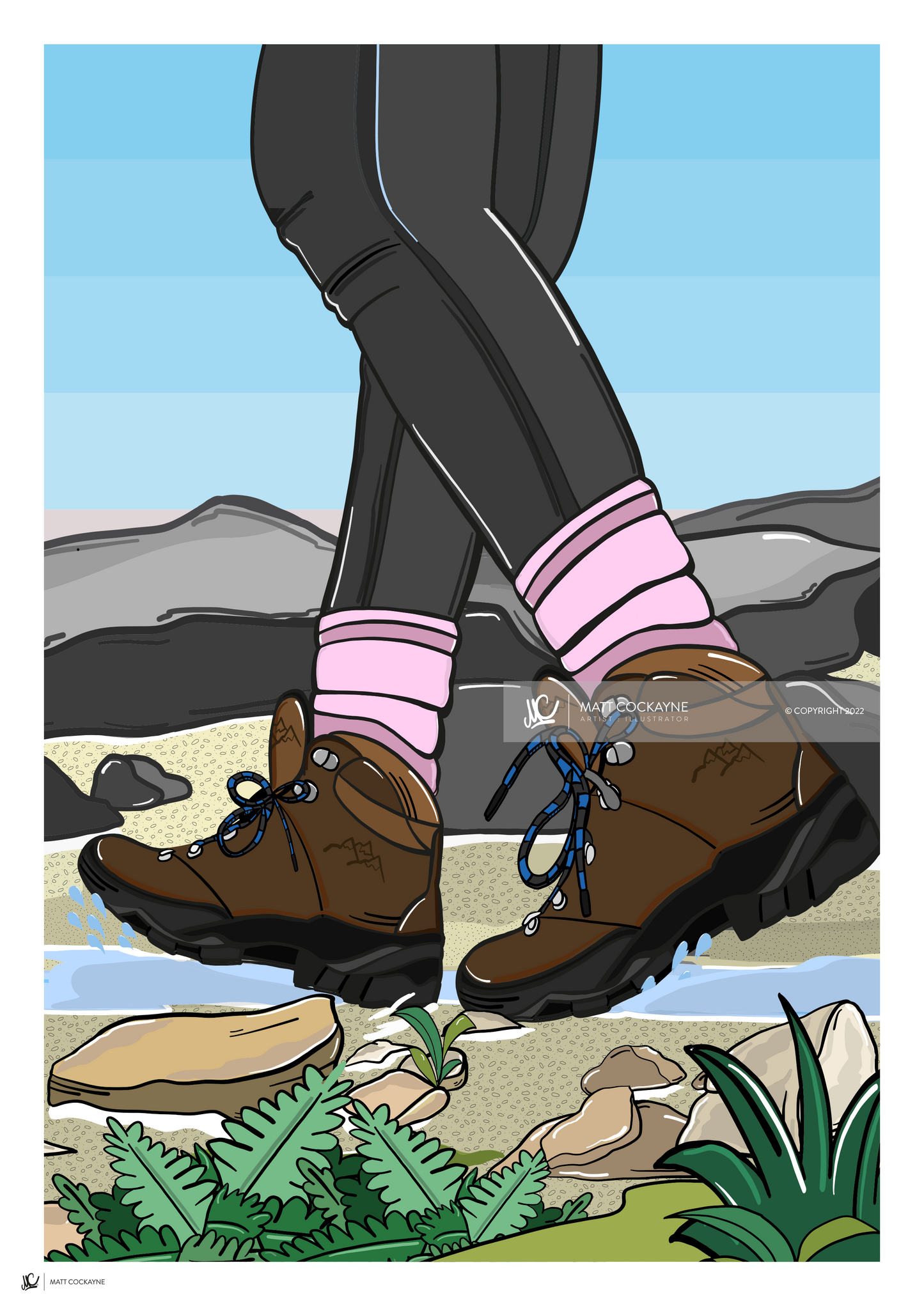 A HIKE IN THE PEAKS - Peak District Prints - Wall Art - Poster - Print - Canvas - Illustration