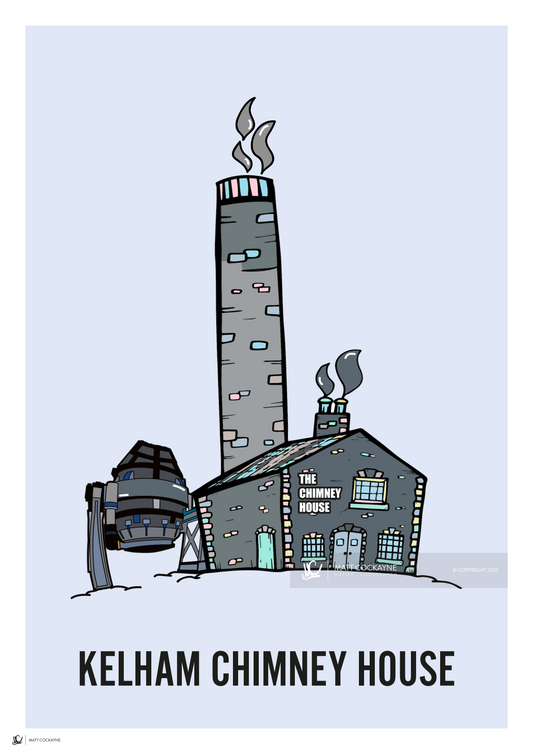 Kelham Island Chimney House - Sheffield Prints - Wall Art - Poster - Print - Canvas - Illustration