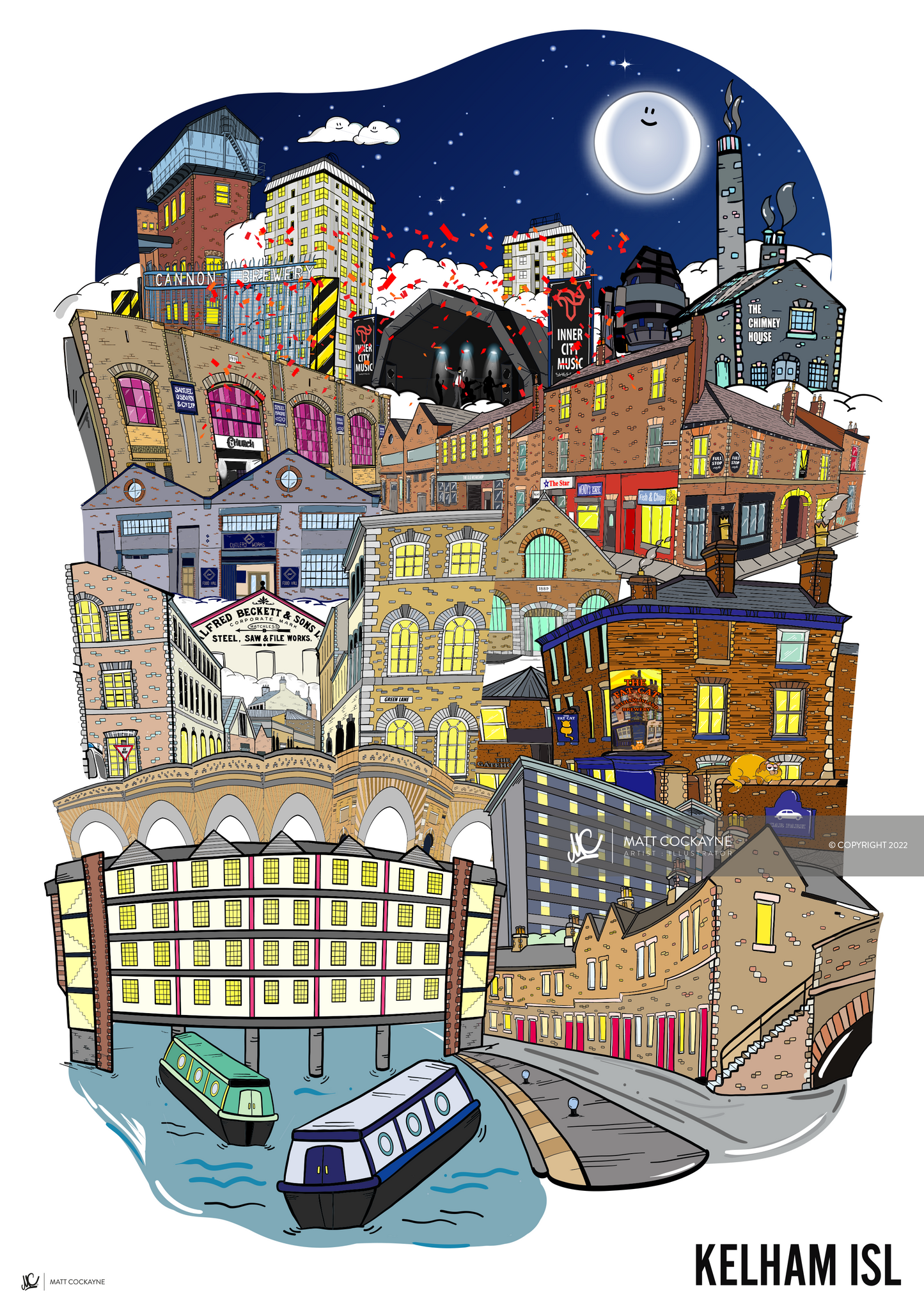 Kelham Island - Sheffield Prints - Wall Art - Poster - Print - Canvas - Illustration