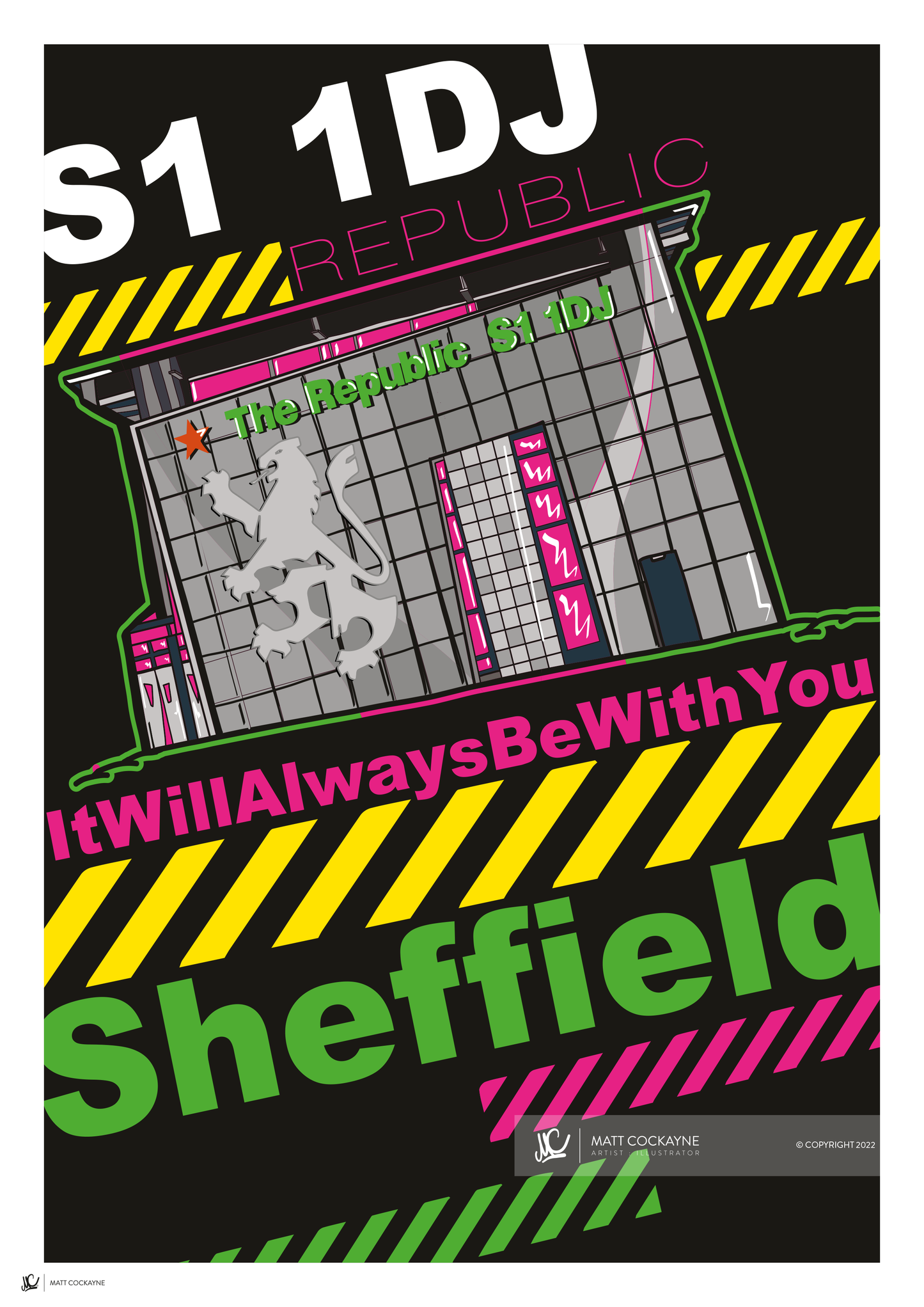 CLUBS - REPUBLIC GATECRASHER EDITION - Sheffield Prints - Wall Art - Poster - Print - Canvas - Illustration