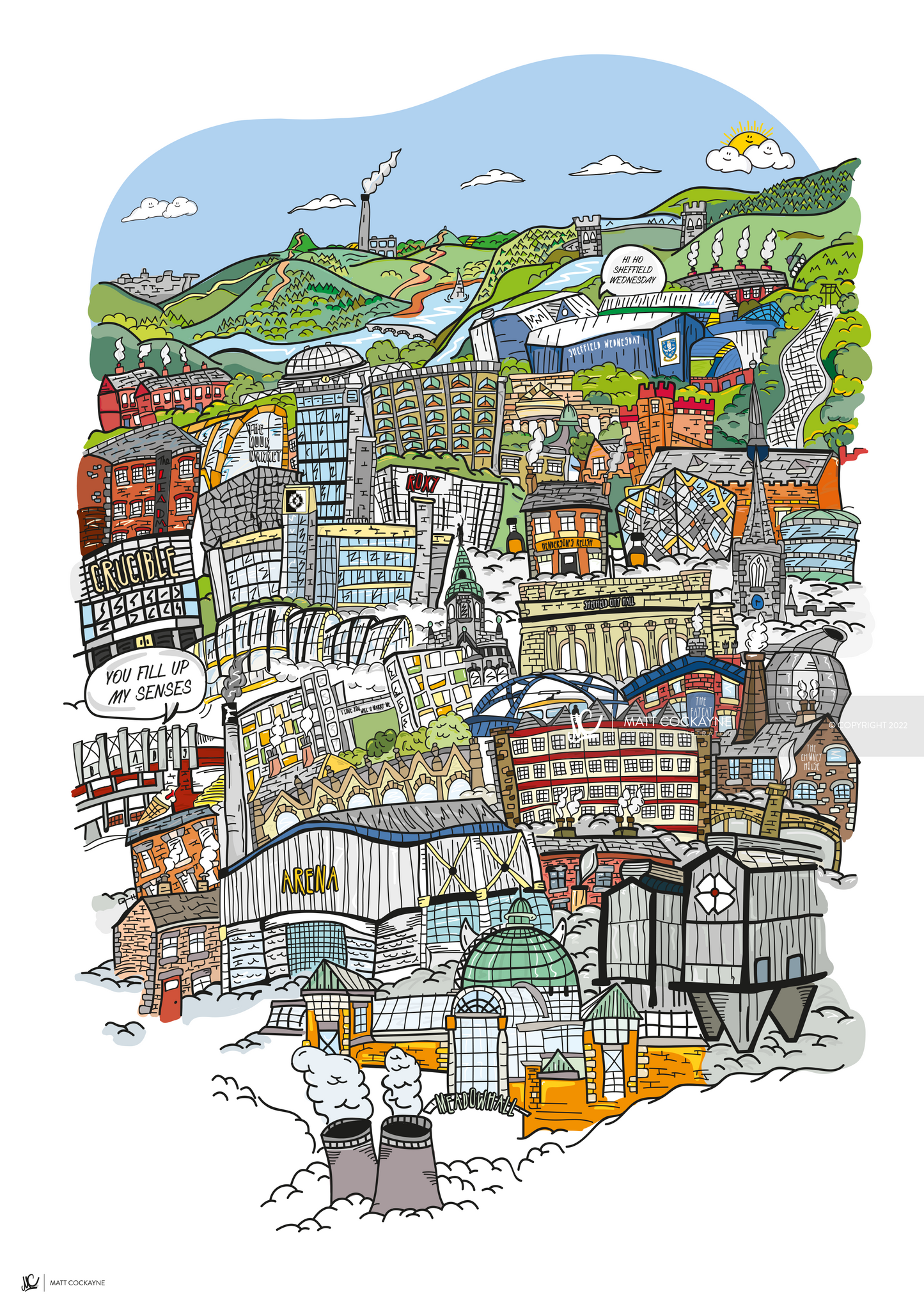 SHEFFIELD MASH UP - Sheffield Prints - Wall Art - Poster - Print - Canvas - Illustration