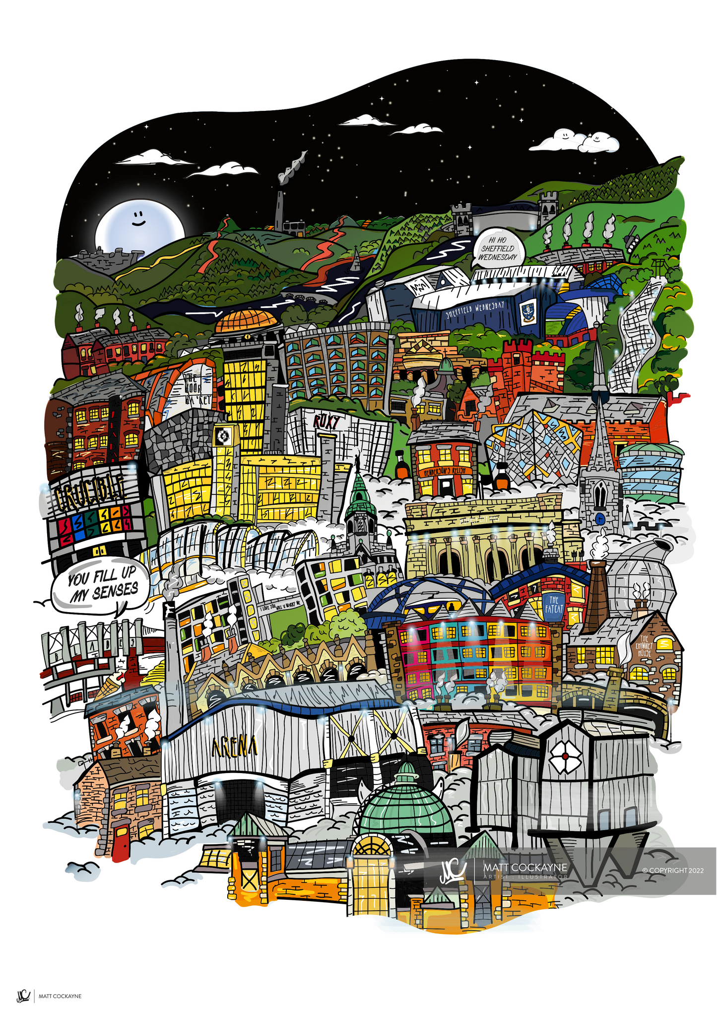 SHEFFIELD MASH UP - Sheffield Prints - Wall Art - Poster - Print - Canvas - Illustration