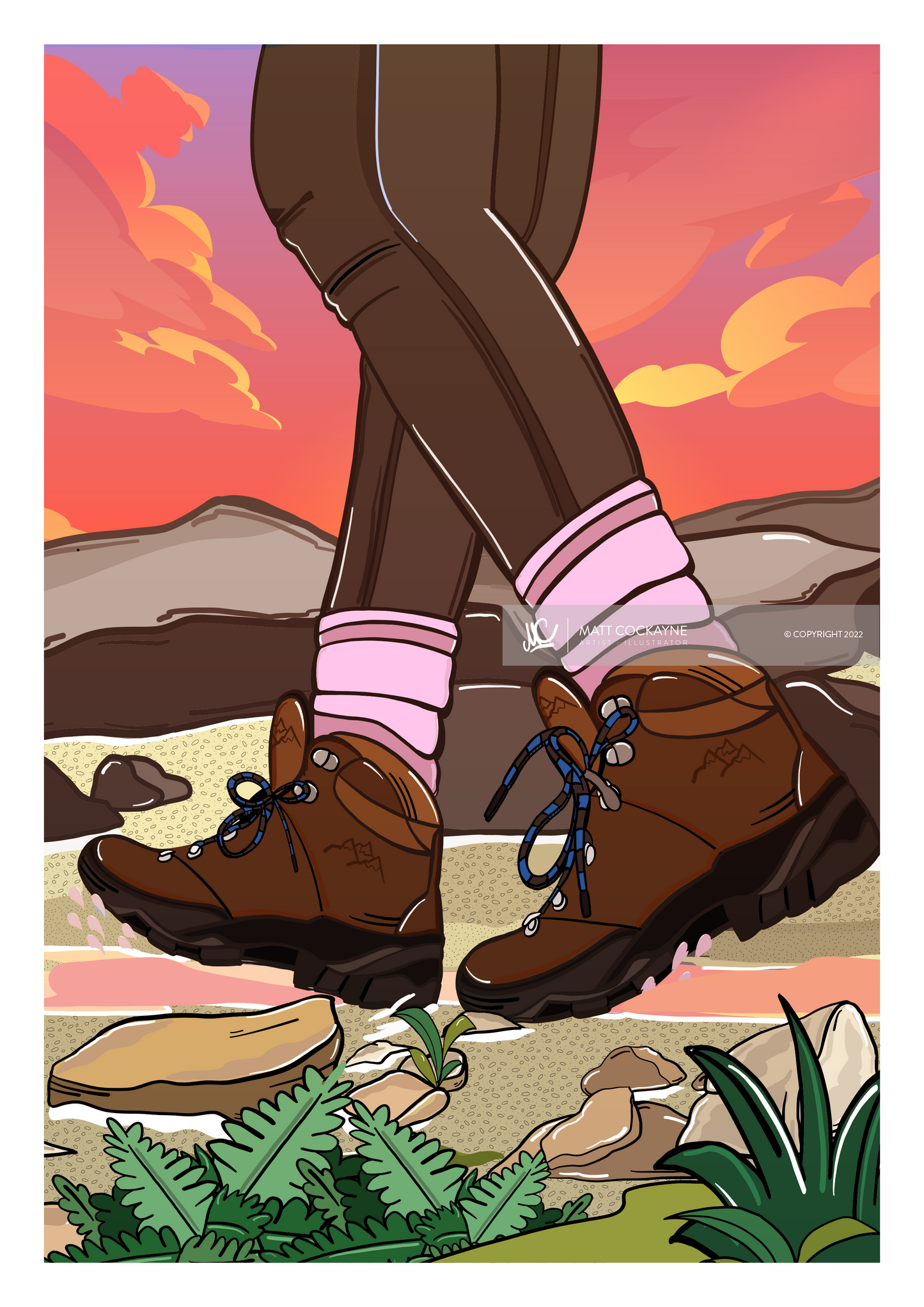 A HIKE IN THE PEAKS - Peak District Prints - Wall Art - Poster - Print - Canvas - Illustration