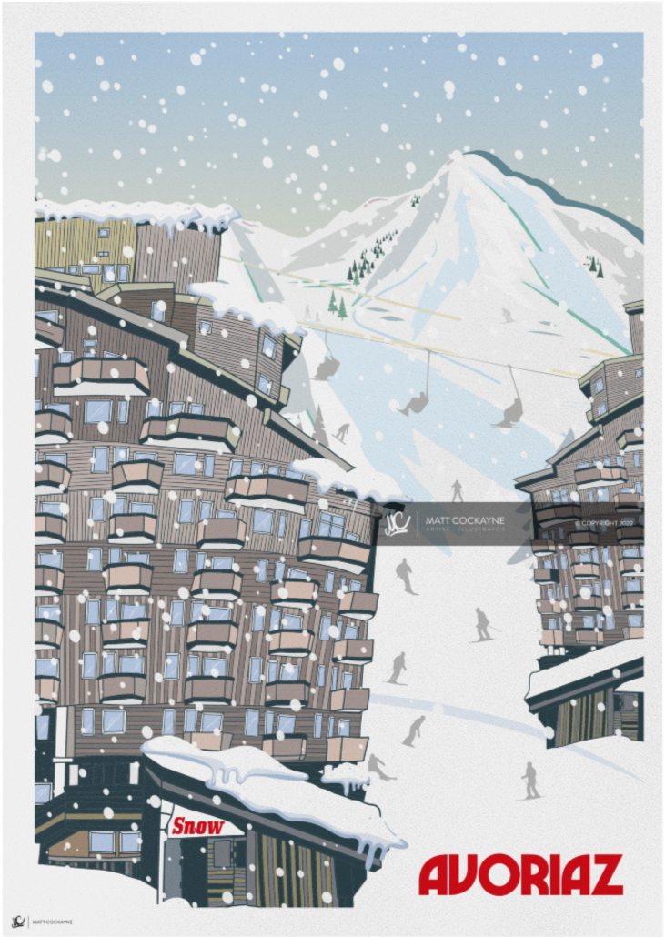 Avoriaz - Wall art - print - canvas - poster - illustration