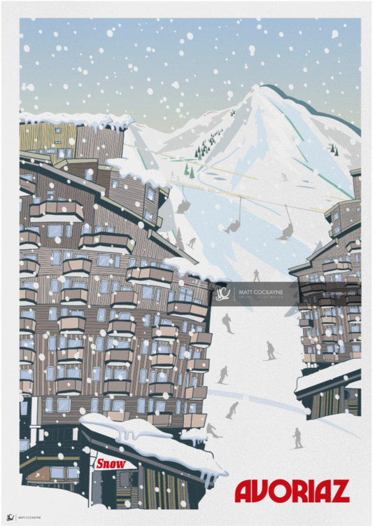 Avoriaz - Wall art - print - canvas - poster - illustration