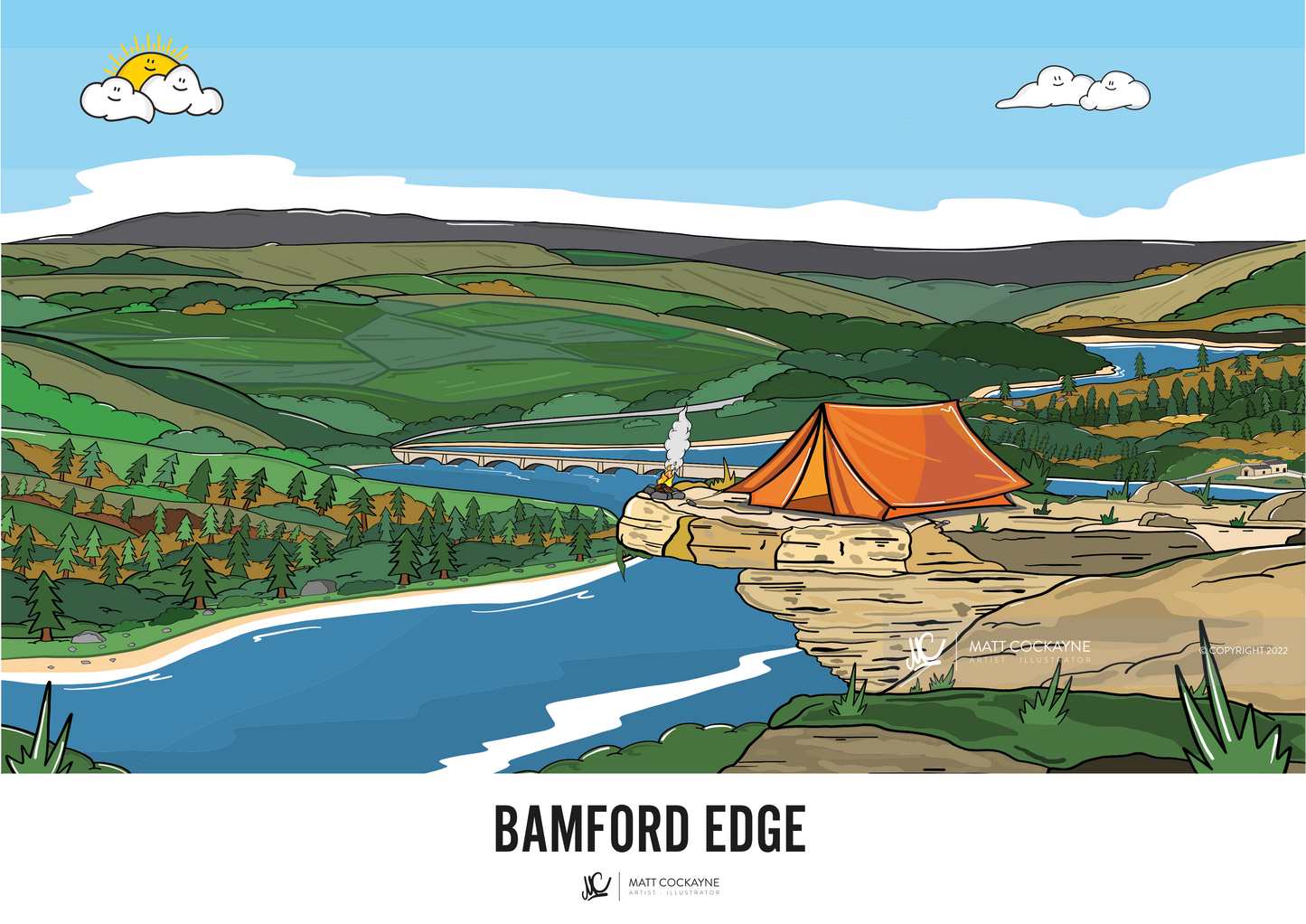 BAMFORD EDGE- Peak District Prints - Wall Art - Poster - Print - Canvas - Illustration