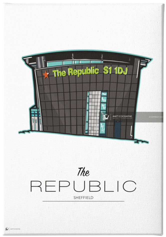 CLUBS - REPUBLIC - Sheffield Prints - Wall Art - Poster - Print - Canvas - Illustration