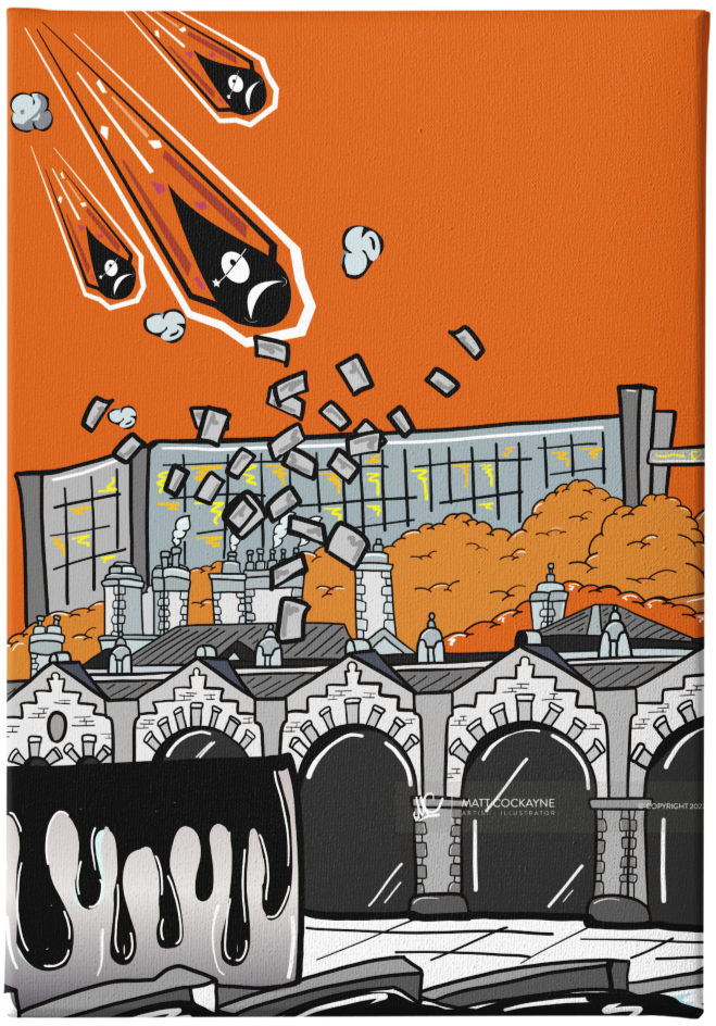 HENDOS- ATTACK OF THE HENDOS TRAIN STATION - Sheffield Prints - Wall Art - Poster - Print - Canvas - Illustration