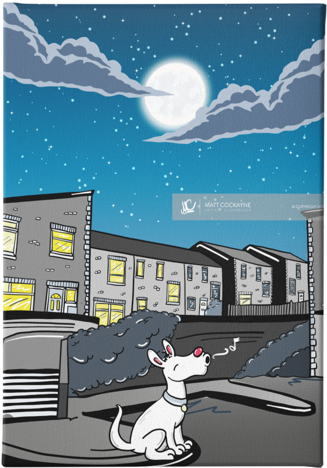 NIGHT HOUND - Sheffield Prints - Wall Art - Poster - Print - Canvas - Illustration