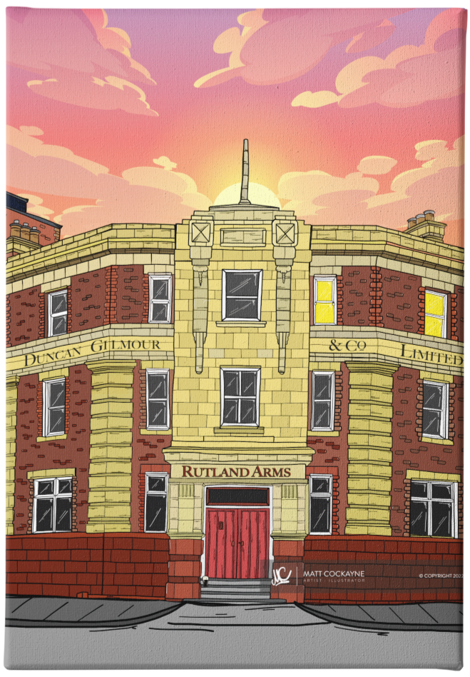 PUBS - THE RUTLAND- Sheffield Prints - Wall Art - Poster - Print - Canvas - Illustration