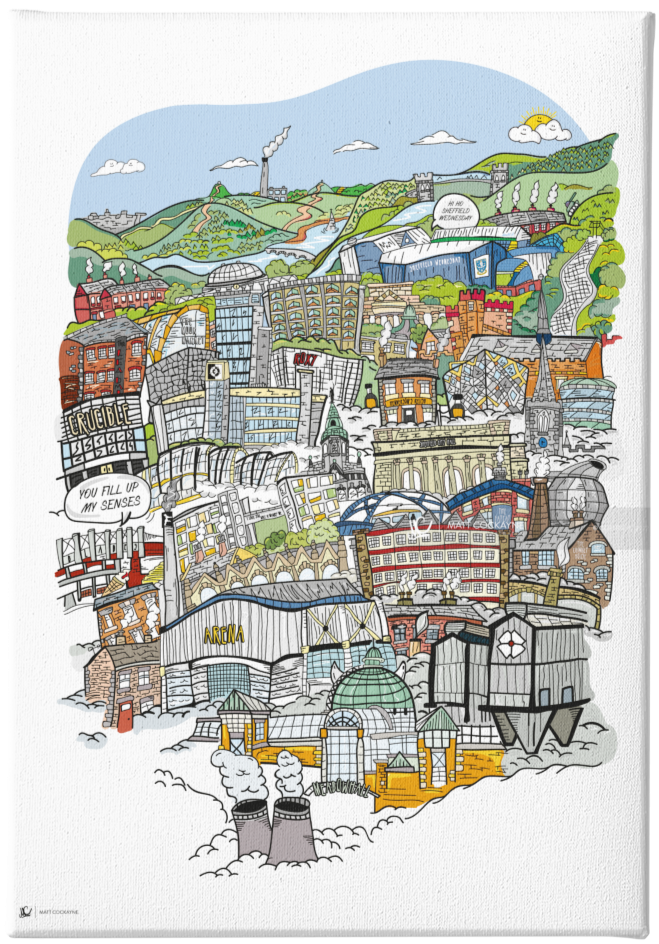 SHEFFIELD MASH UP - Sheffield Prints - Wall Art - Poster - Print - Canvas - Illustration