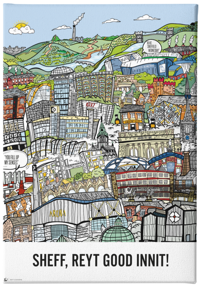 SHEFF, REYT GOOD INNIT - Sheffield Prints - Wall Art - Poster - Print - Canvas - Illustration