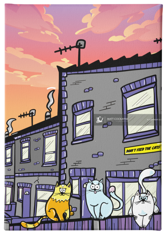ALLEY CATS - Sheffield Prints - Wall Art - Poster - Print - Canvas - Illustration