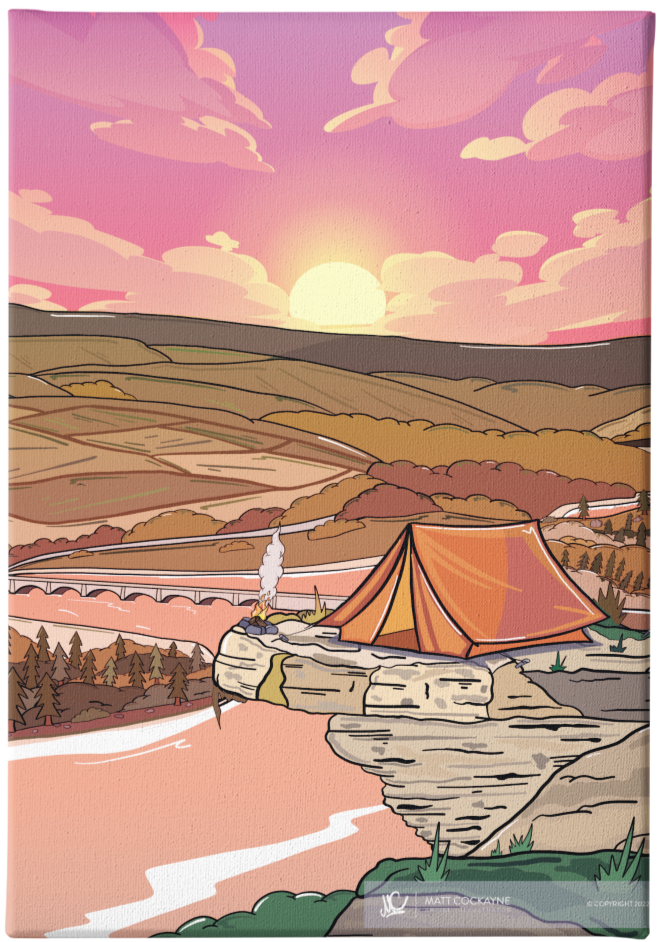BAMFORD SUNSET - Peak District Prints - Wall Art - Poster - Print - Canvas - Illustration