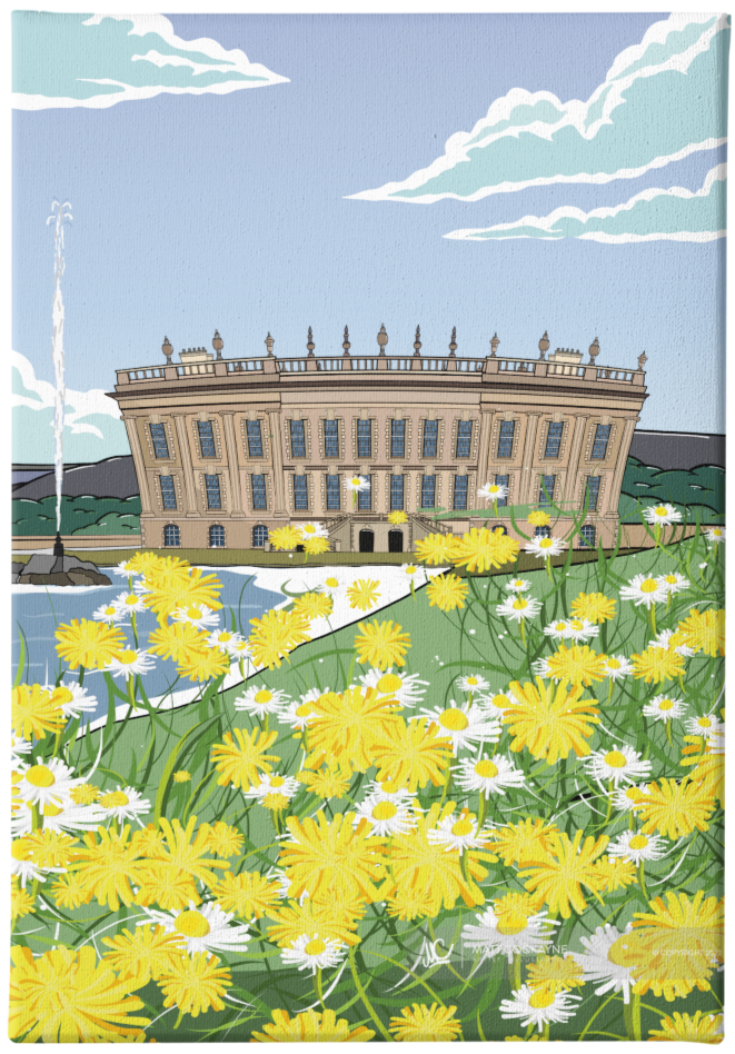 CHATSWORTH IN BLOOM - Peak District Prints - Wall Art - Poster - Print - Canvas - Illustration