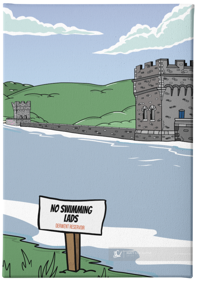 DERWENT RESERVOIR - Peak District Prints - Wall Art - Poster - Print - Canvas - Illustration