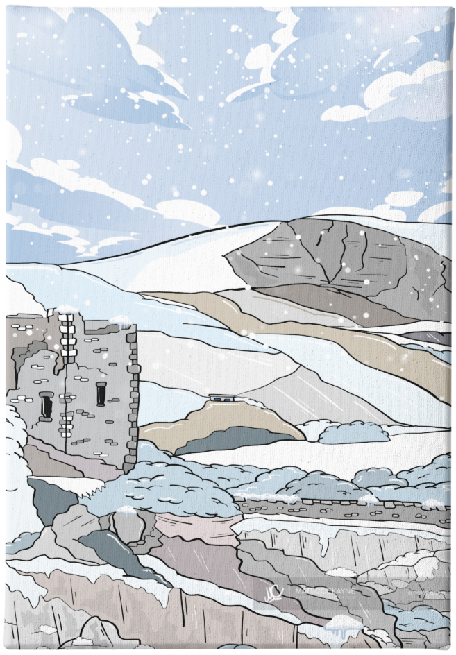 MAM TOR WINTER HIKE - Peak District Prints - Wall Art - Poster - Print - Canvas - Illustration