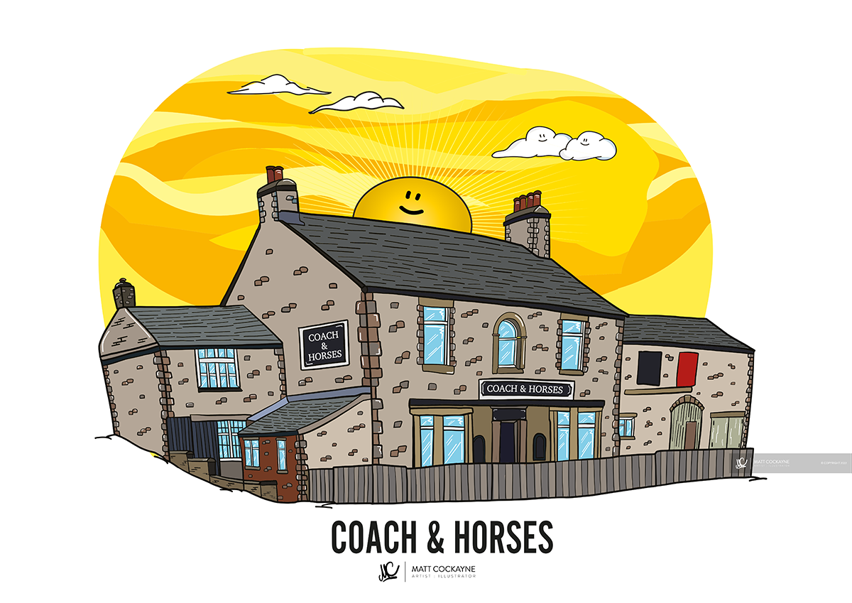 PUBS - THE COACH AND HORSES - Wall Art - Poster - Print - Canvas - Illustration