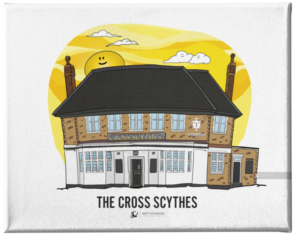 PUBS - CROSS SCYTHES - Wall Art - Poster - Print - Canvas - Illustration